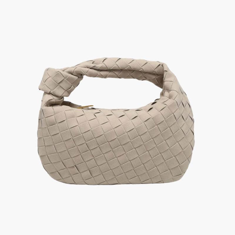 Enaloria – Women’s Mini Suede Shoulder Bag with Woven Knot Design