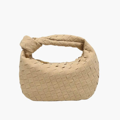 Enaloria – Women’s Mini Suede Shoulder Bag with Woven Knot Design
