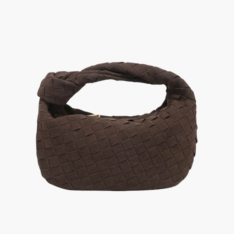 Enaloria – Women’s Mini Suede Shoulder Bag with Woven Knot Design