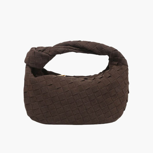 Enaloria – Women’s Mini Suede Shoulder Bag with Woven Knot Design